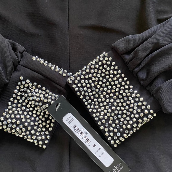 NWT Nichole Miller Black Long Sleeves with Embellishment, Size M - Picture 8 of 11